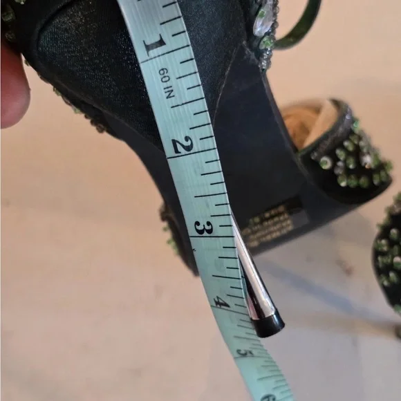 Marichi Mani Pump Heels Women 8.5 Green Metallic Rhinestone Stiletto New - Picture 9 of 15